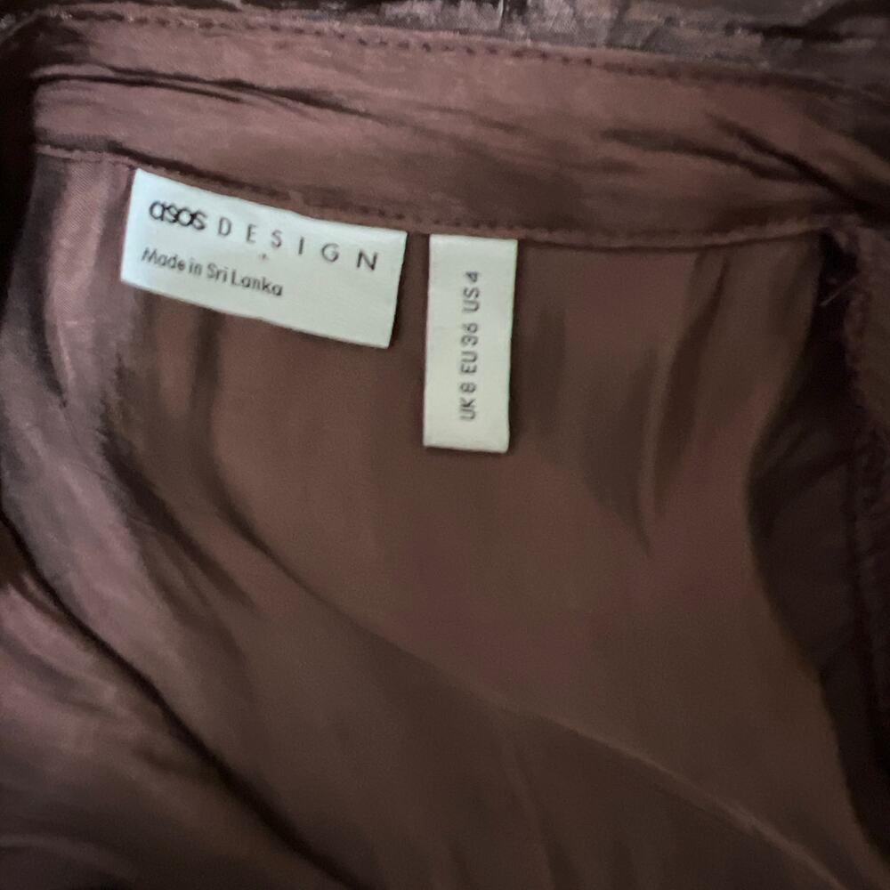 ASOS DESIGN Oversized Metallic Shirt Chocolate Size 4 - Picture 16 of 16